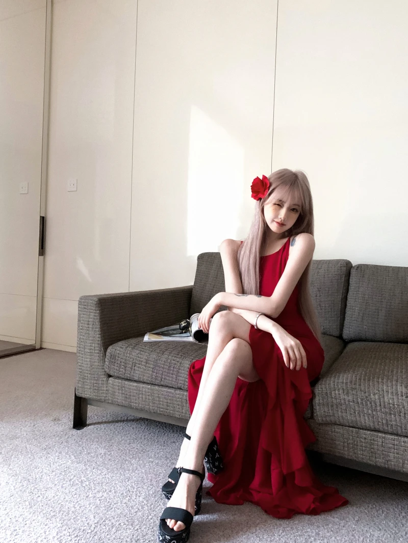 Y2K Red Irregular Womens Dresses Sexy Spaghetti Strap Sleeveless Ruffles Birthday Party Dress Summer Slim Casual Vestidos Mujer