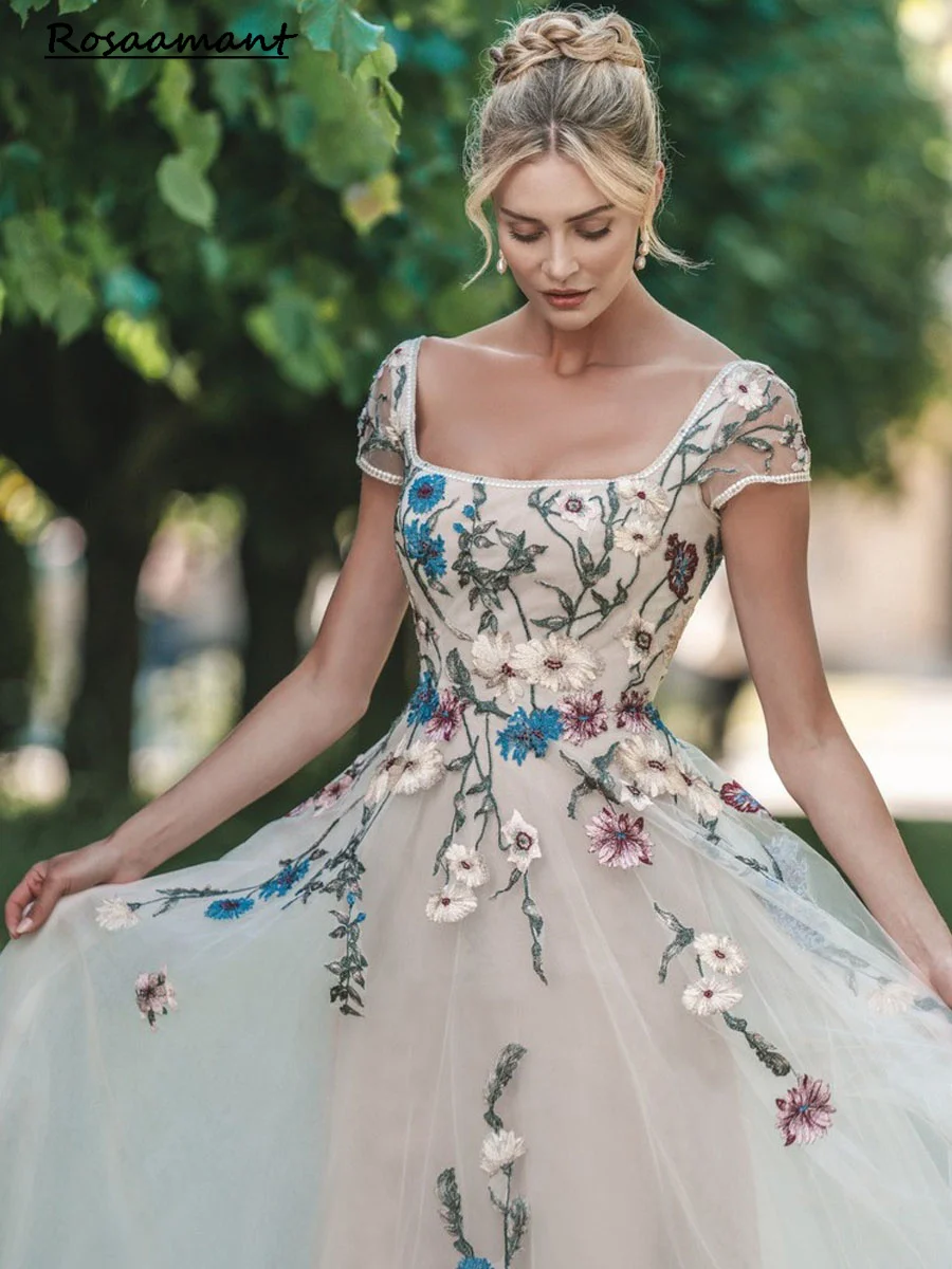 Bordado Vestido Colorido Longo Vestido Longo Floral Étnico Com - Main Image