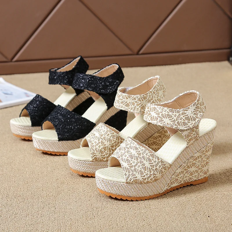 

Woman Heeled Sandals Summer Fashion Casual Peep Toe Wedge Sandals Platform Beach Shoes Ladies Comfort High-heeled Footwear