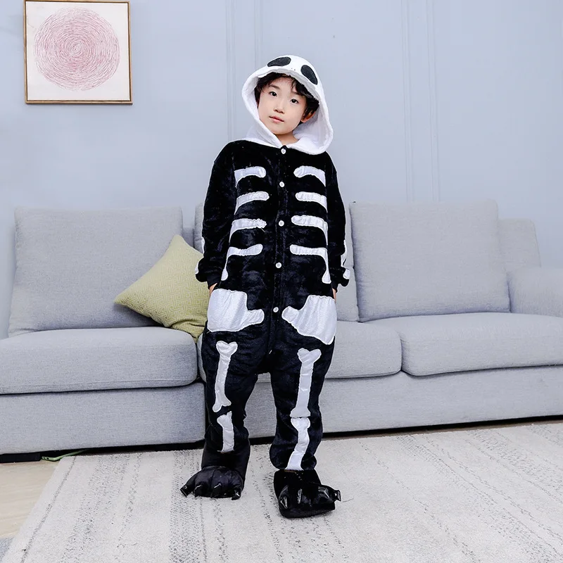Frauen Männer Onesies Kigurumi Skeleton Cartoon Onesie Anime Pyjamas Winter Outfit Festival Party Anzug Geschenk Für Halloween Weihnachten – Detail 5