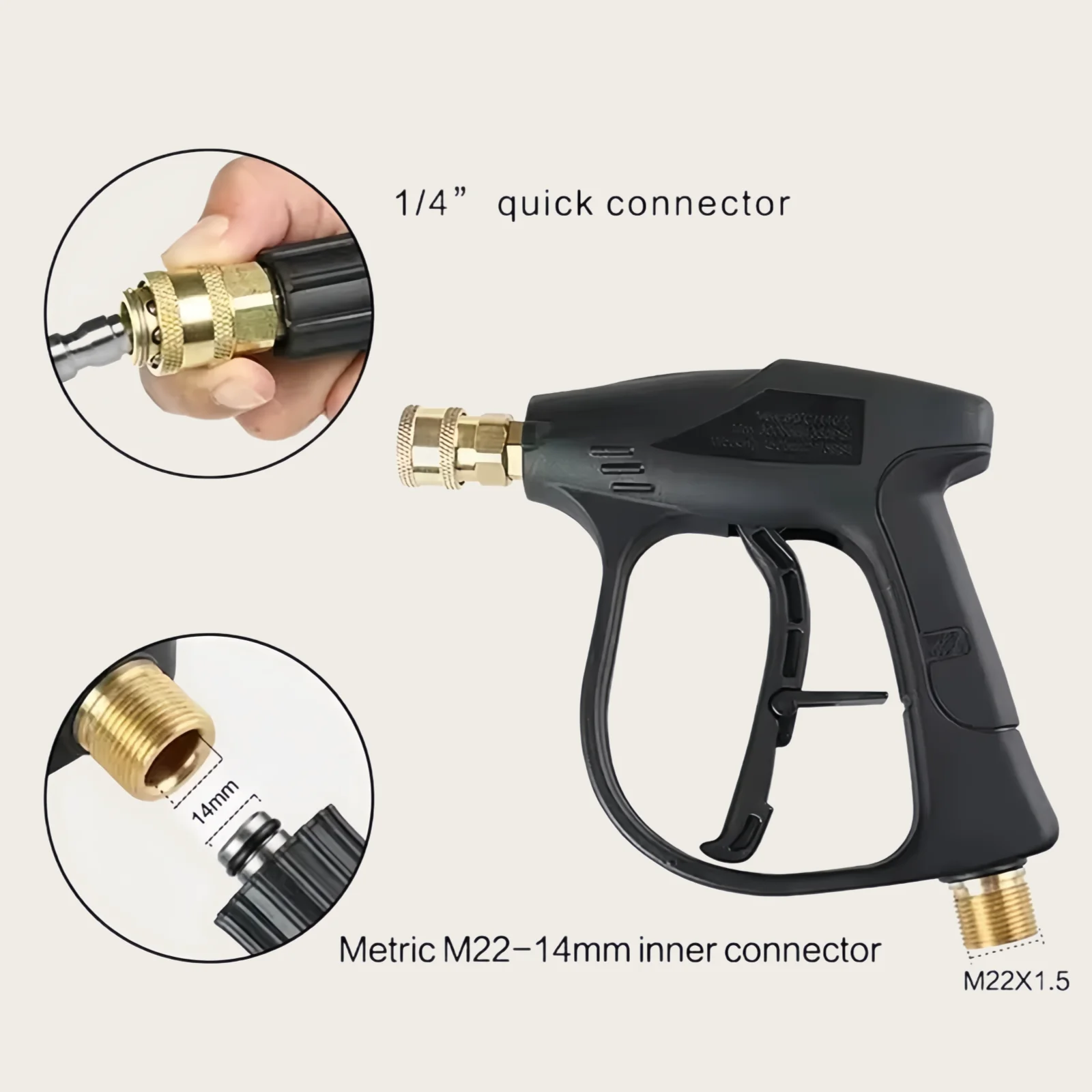 1/4 Quick Connector Metal Spray Gun Cleaning Rod - Metric Thread for Car Wash Machine Water Gun Cleaning Tool 2