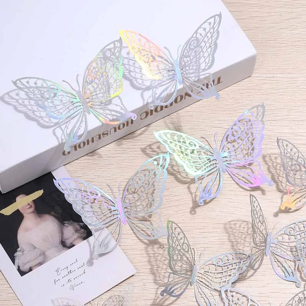 3D Butterfly Wall Decor 12pcs/set Hollow Butterfly Sticker DIY Paper