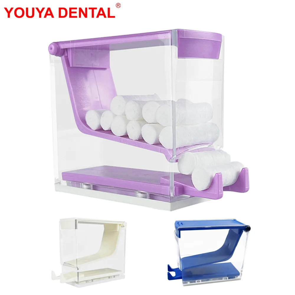 1 Pz Dental Cotton Roll Dispenser Holder Press Type Cotton Roll Storage Box Case Organizer Per Dentista Clinica Odontoiatria Strumento Di Laboratorio