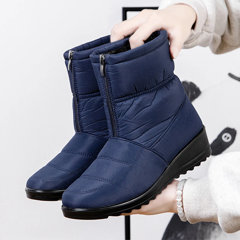 Women Winter Boots Waterproof 2022 New Round Toe Ankle Boots Woman Shoes Warm Plush No-slip Ladies Snow Boot Female High Quality