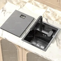 Hidden Bar Sink Stainless Steel Kitchen Sink Apartment Small Single Slot Touring Car Dishwashing Sink With Cover Plat Wash Basin 1