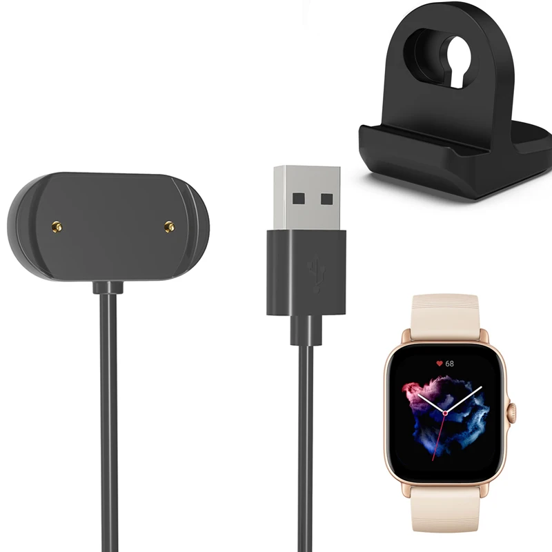 

Dock Charger Stand Adapter USB Charging Cable Holder for Amazfit GTS3 GTS2 Mini GTR 3/3pro GTS 2/2e GTS4 GTR4 Bip U/T-rex 2/Pro
