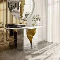 Tables basses de Console italienne en acier inoxydable, Table basse carrée post-moderne en métal peint, meubles de maison simples et exquis FYCT 4