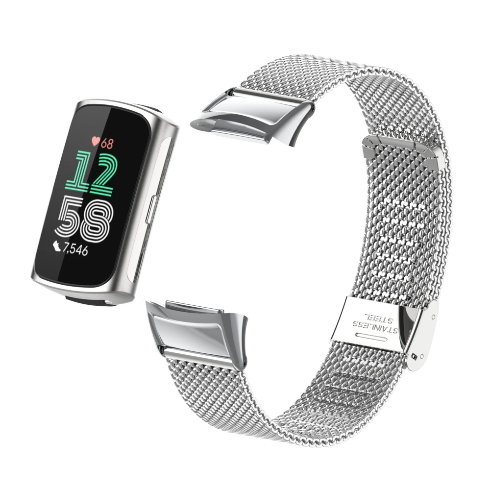 Per Fitbit Charge 6 / 5 Bracciale in metallo e acciaio con