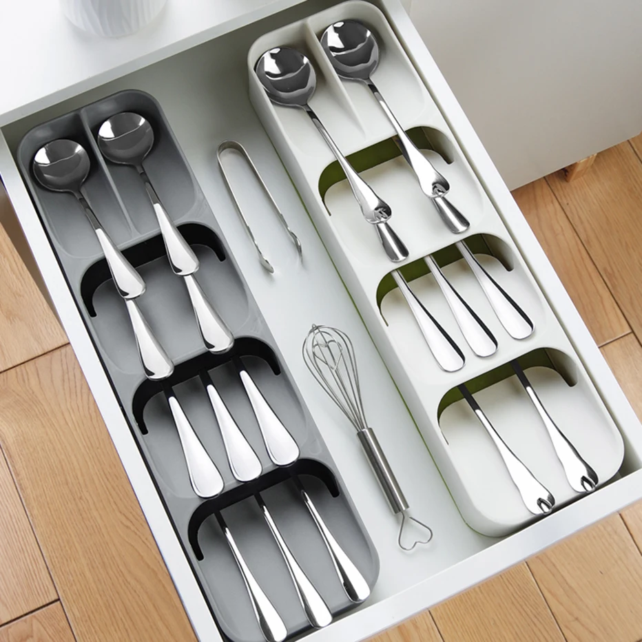 1pc, Organizador De Cajón De Cubiertos, Bandeja De Utensilios Expandible  Para Cocina, Soporte Ajustable Para Cubiertos Y Cubiertos, Almacenamiento  Com