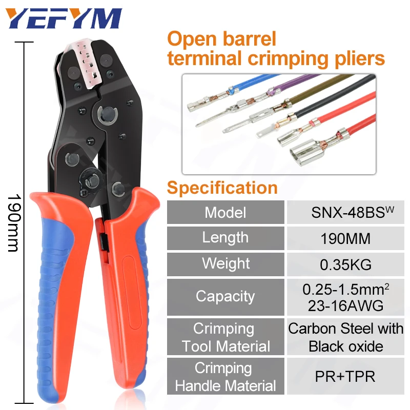SN-X Quick replaceme of jaw crimping pliers for TAB 2.8 4.8 6.3 plug insulation tube terminal tools (jaw width 4mm/pliers 190mm) 3