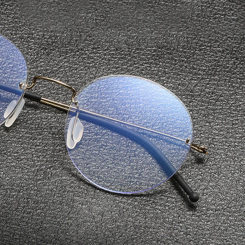 Vintage Titan legierung randlose Brille Rahmen Männer Runde verschreibung pflicht ige Myopie rahmenlose Brille Frauen Luxusmarke Brillen – Detail 3