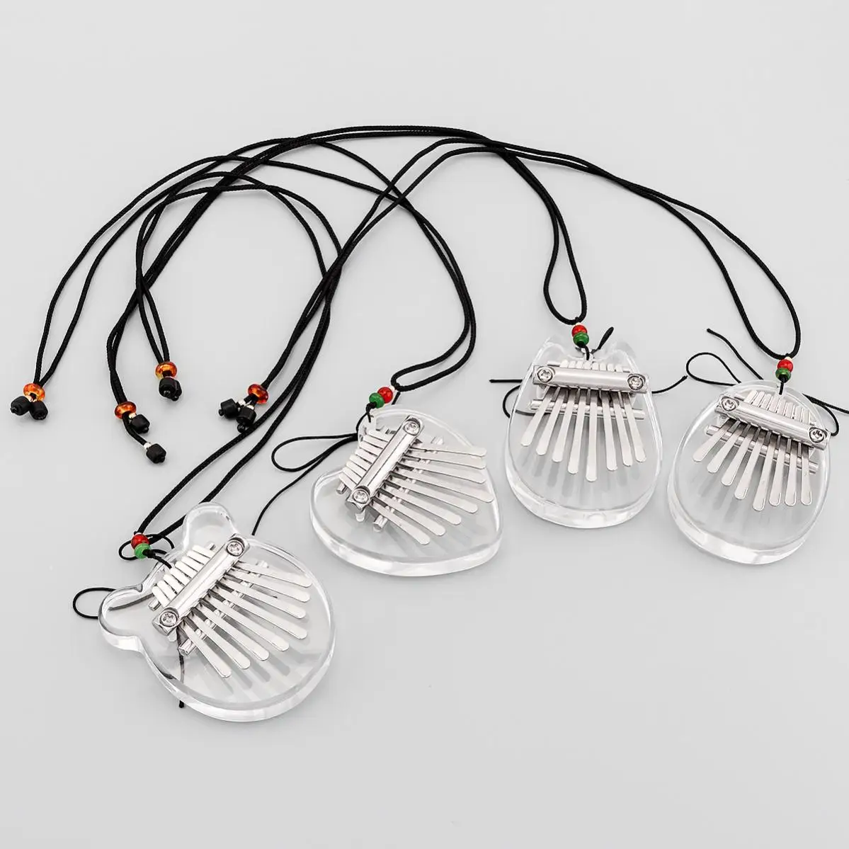Mini 8 Key Kalimba Crystal Transparent Thumb Piano Bear Heart Cat Water Drop Shape Mbira Musical Instrument Thumb Piano