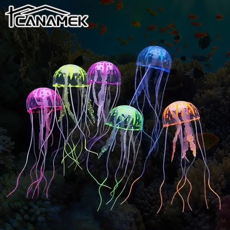 Vibrant Glowing Jellyfish Aquarium Decor Ornament