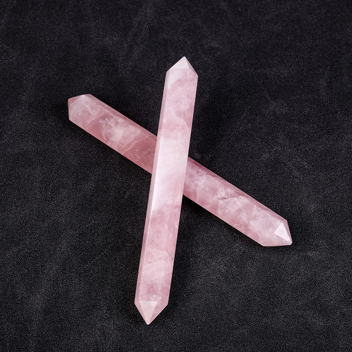 1PC Natural Pink Crystals Rose Quartz Healing Crystal Double Terminated Point Faceted Prism Reiki Stone Figurine
