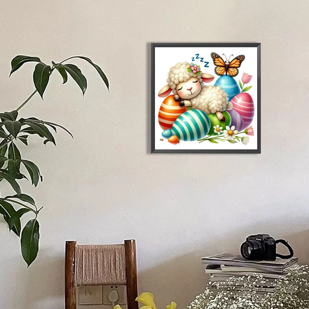 풀 라운드 드릴 다이아몬드 페인팅 부활절 키트, 5D DIY 홈 장식 아트 공예, 30x30cm