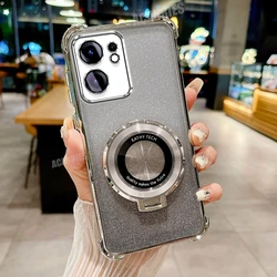 Luxury Gradation Plating Shockproof Silicone Stand Case for Reno13 FS 5G (FS SFCX Silver)