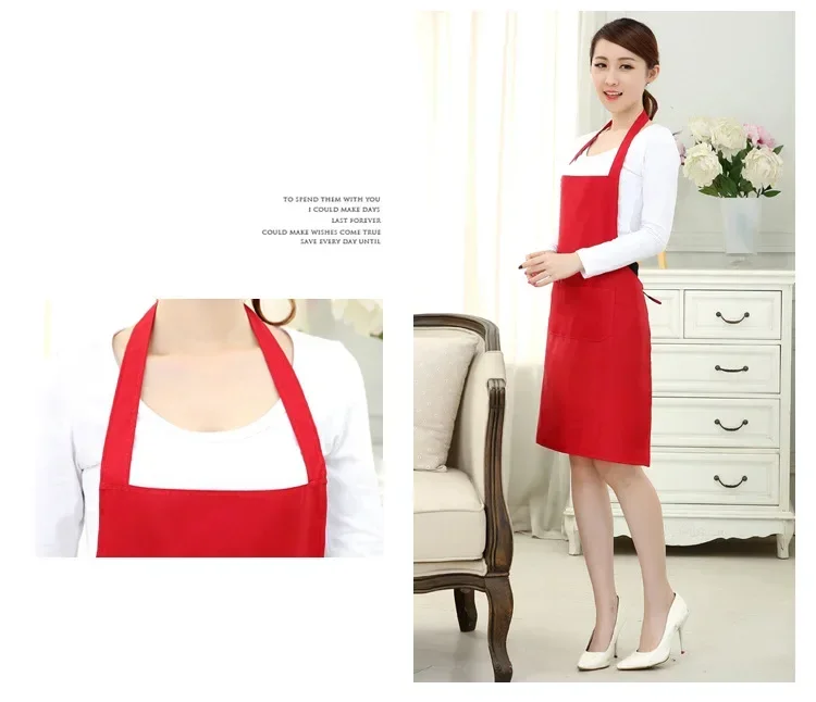 1 Pcs Apron With Pockets Thicken Cotton Polyester Blend Cooking Kitchen Restaurant Apron Kitchen Kitchen Apron Waterproof Apron