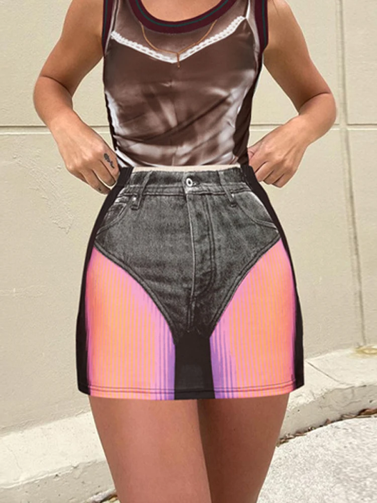 

YUZHEXI стильное мини-платье с принтом женское облегающее короткое платье Y2k