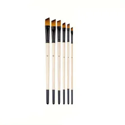 6-Piece Soft Nylon Paint Brush Set for Watercolor, Oil, and Acrylic (Angular Tip)