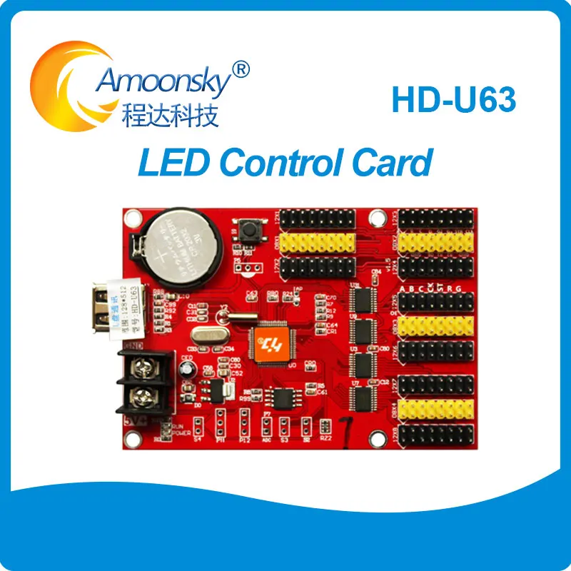 

HD-U63 USB Disk Message Board Single Dual Color LED Electronic Moving Text U-disk Series Control LED Card P10 LED Controller