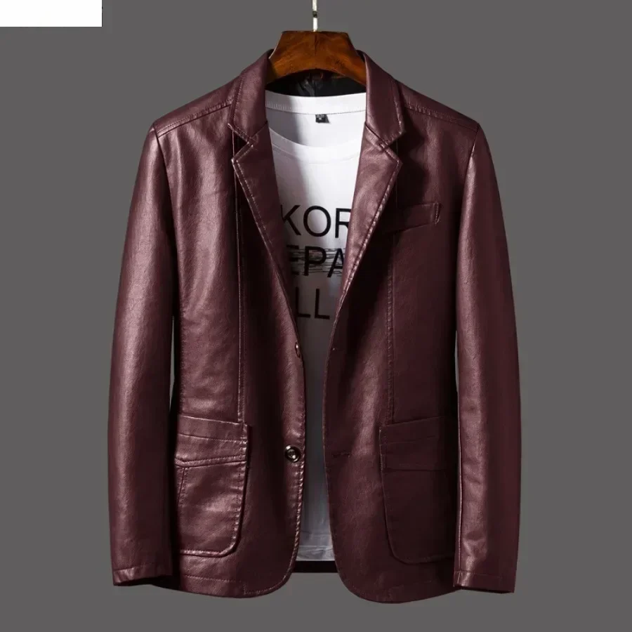 Nouvelle veste en cuir pour hommes d'affaires décontracté revers