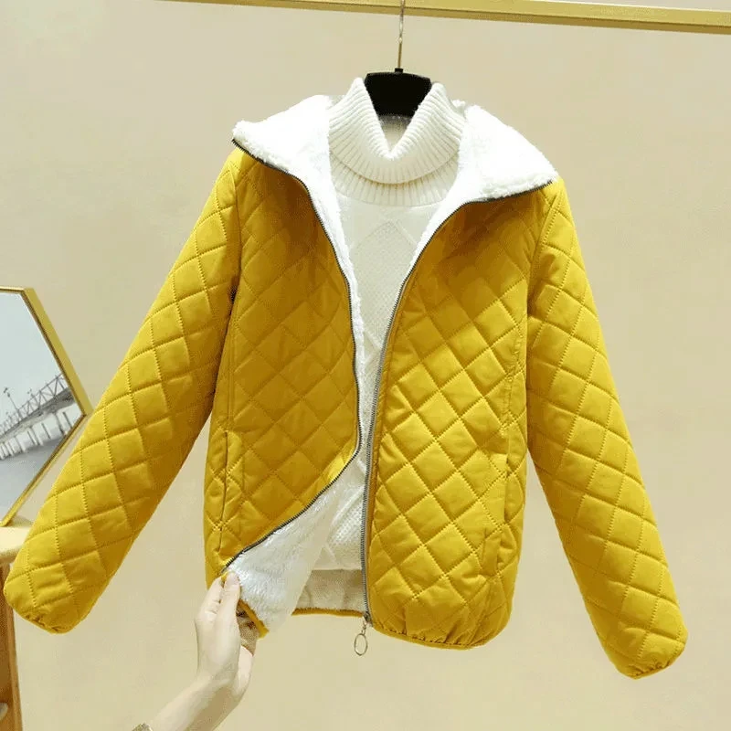 Women Jacket 2022 New Winter Thick Hooded Parka Pink  Female's Korean Fleece Cotton Outcoat Padded Jacket Women's Black Jacket