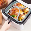 20cm Air Fryer Silicone Basket Tray Pot With Handle 8inch Square Airfryer Baking Mold Liner Foldable Kitchen Cooking Accessories 2