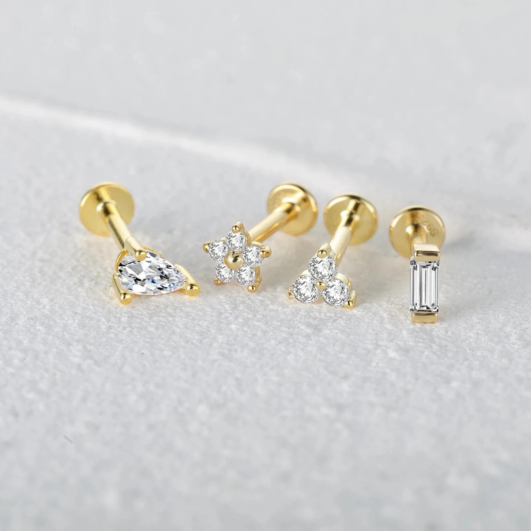 

Aide 925 Sterling Silver Zircon Star Flower Tragus Helix Piercing Earrings Women Labret Lip Ring Cartilage Stud Punk Jewelry 1PC