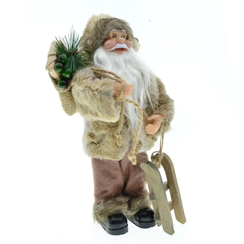 

Christmas Santa Claus Figurine Decoration Fabric Rabbit Fur Santa Claus Ornaments Standing Figurine For New Christmas Tabletop