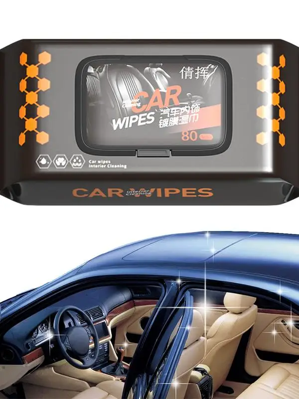 

80pcs Car Wet Wipes Auto Interior Cleaning Wipes Refurbished Multipurpose Wet Wipe Home Cleaning Supplies Kitchen Carpets