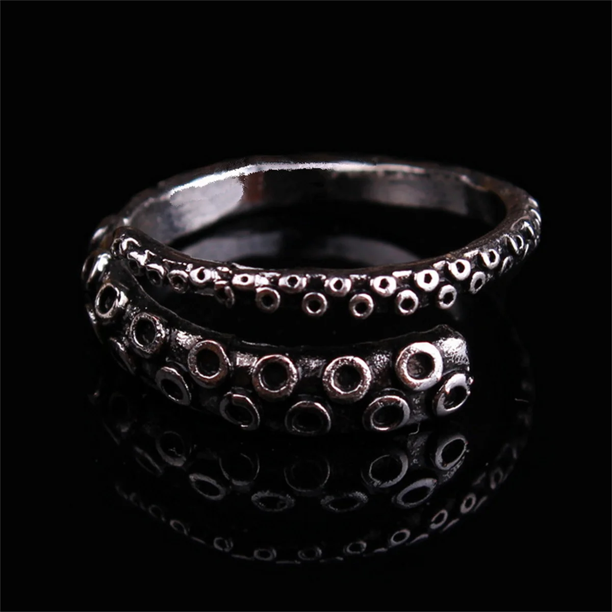 Animal Octopus Rings Simple Punk Gothic Deep Sea Squid Octopus Fashion Jewelry Open Adjustable Antique Silver Color Rings