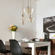 

Modern Led Glass Pendant Lamp Nordic Dining Room Coffee Store Transparent/Champagne Color Hanging Lamps Light Fixtures Luminaire