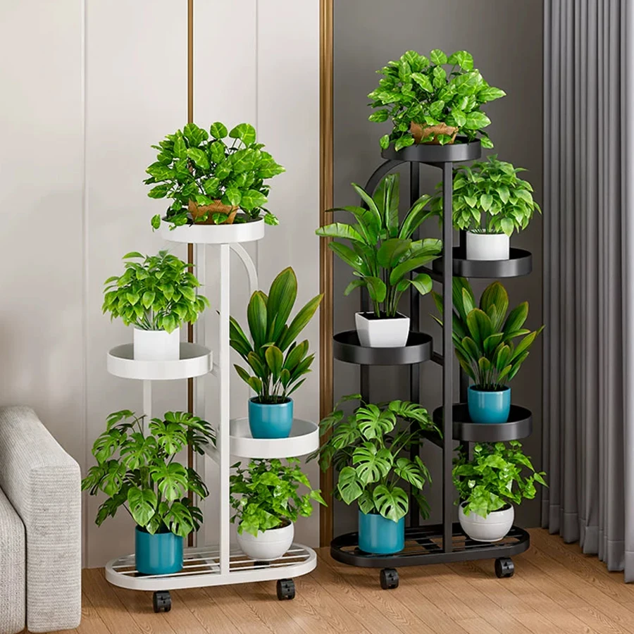 Plant Stand Tray flower rack wrought iron flower pot rack for living room floor-standing balcony indoor plant stand