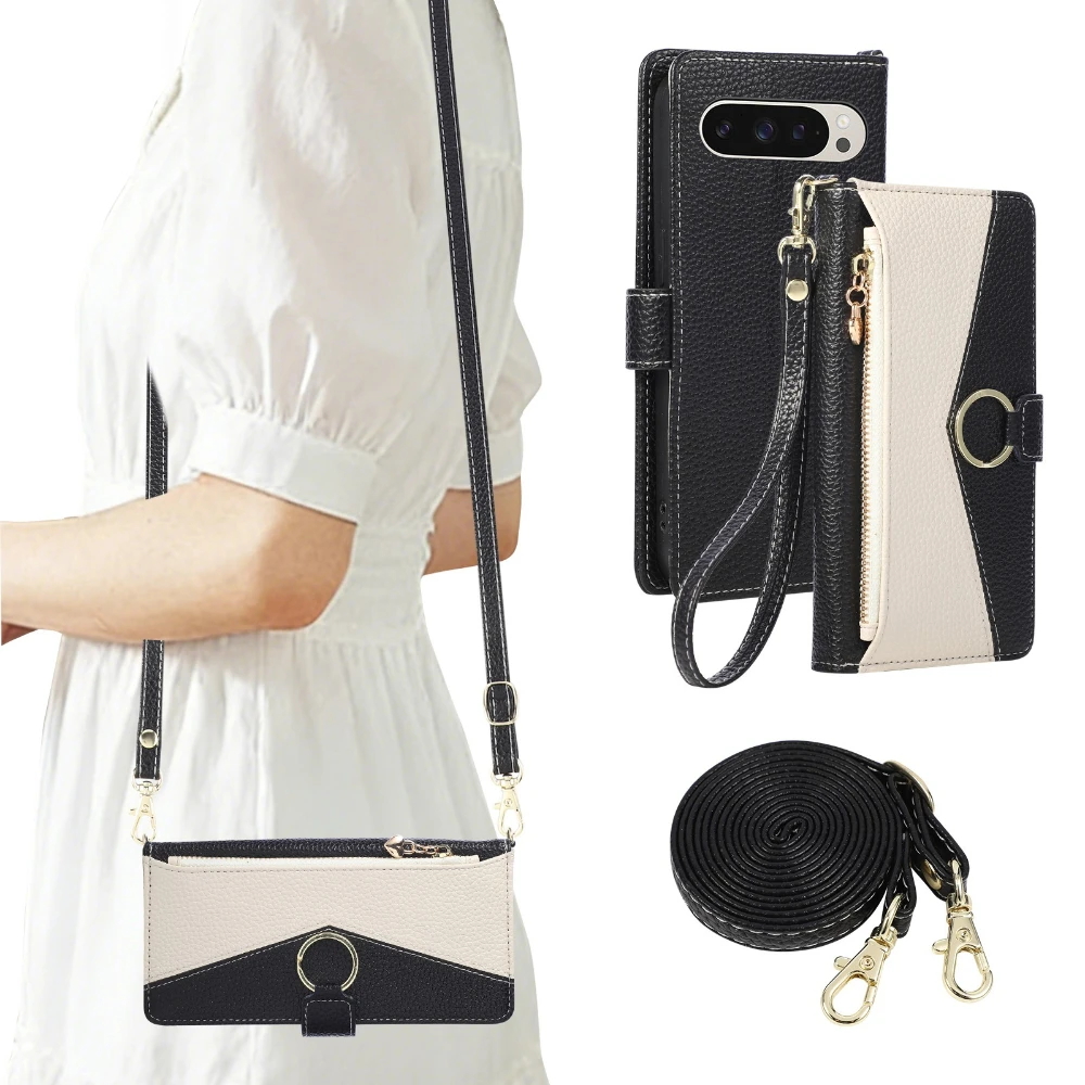 Sleek Leather Crossbody Wallet Case with Card and Cash Slots