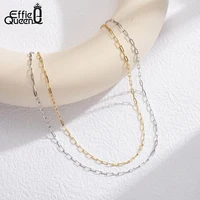 Effie Queen 925 Sterling Silver Chopin, Paperclip, Bamboo Link Chain Choker For Men Unisex Design Collares Basic Necklace SC82 1