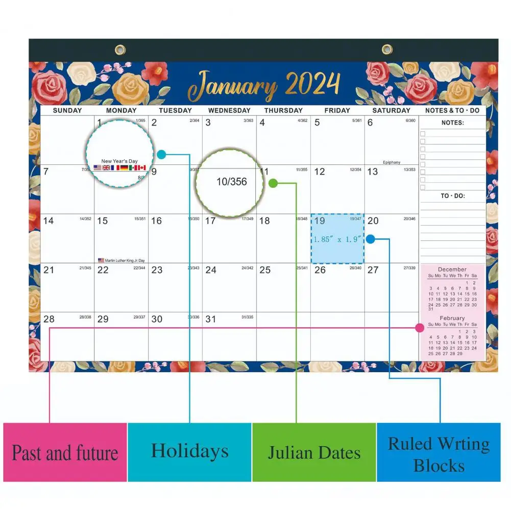 Calendario Da Parete 2024 Con Cordino Carta Spessa To-Do List 2024 Calendario Mensile Appeso Calendario Da Tavolo Regalo Di Capodanno Calendario