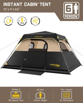 Camping Tent 6/10 Person Instant Cabin Tent Setup in 60s with Rainfly&Windproof Portable Tent with Carry Bag for Family Camping 2