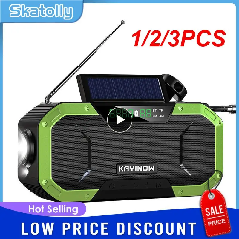 

1/2/3PCS 5000mAh Emergency Solar Powered Hand Crank Radio Portable Outdoor Camping Survival Radio with AM/FM NOAA Flashlight