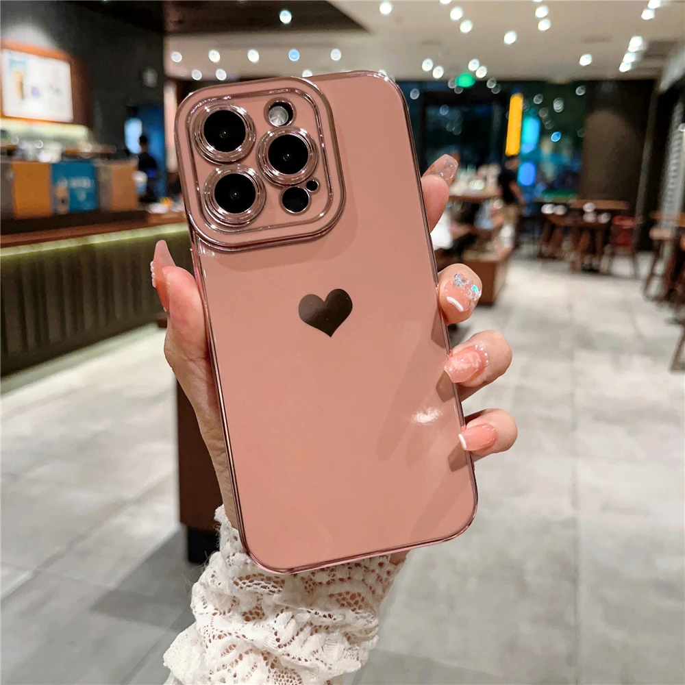For 15 Pro Max Square Plating Nice Frame Soft Phone Case iPhone 14 13 12 11 X Xs Xr 7 8 Plus Lens Protective_voghion.com