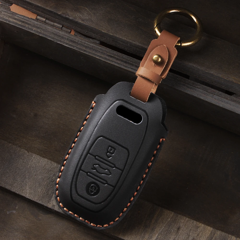 Premium Leather Car Key Case Cover - Sleek and Durable Protection