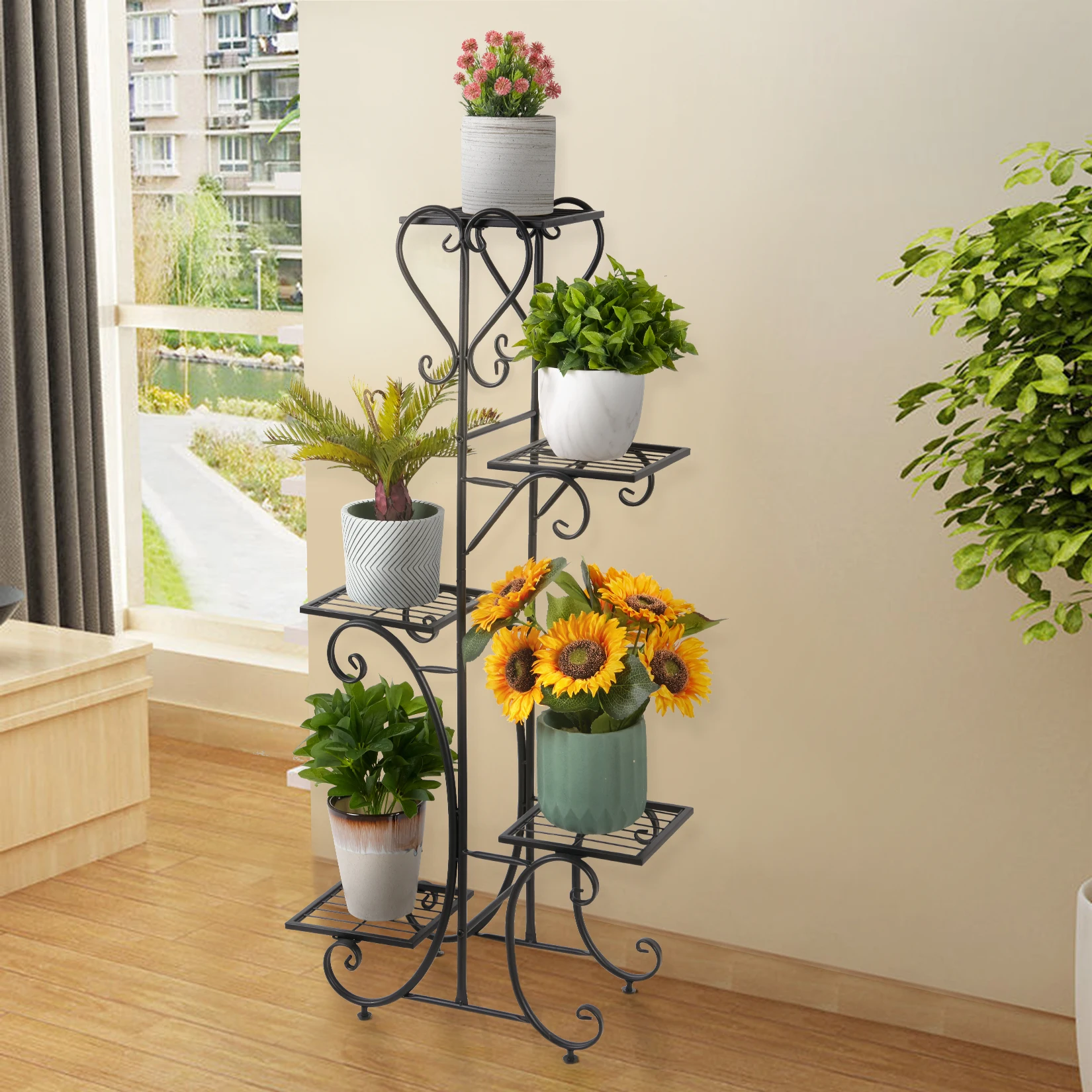 Plant Stand Tall Plant Rack Stand 5 Tiered Metal Plant Shelf Garden Flower Pots Display Holder