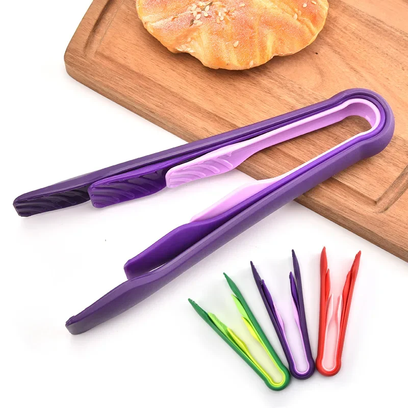 3PCS/Set Versatile Plastic Food Tongs Non-Slip Meat  Vegetable Salad Clip Frying Barbecue Tools Bread Dessert Clamp