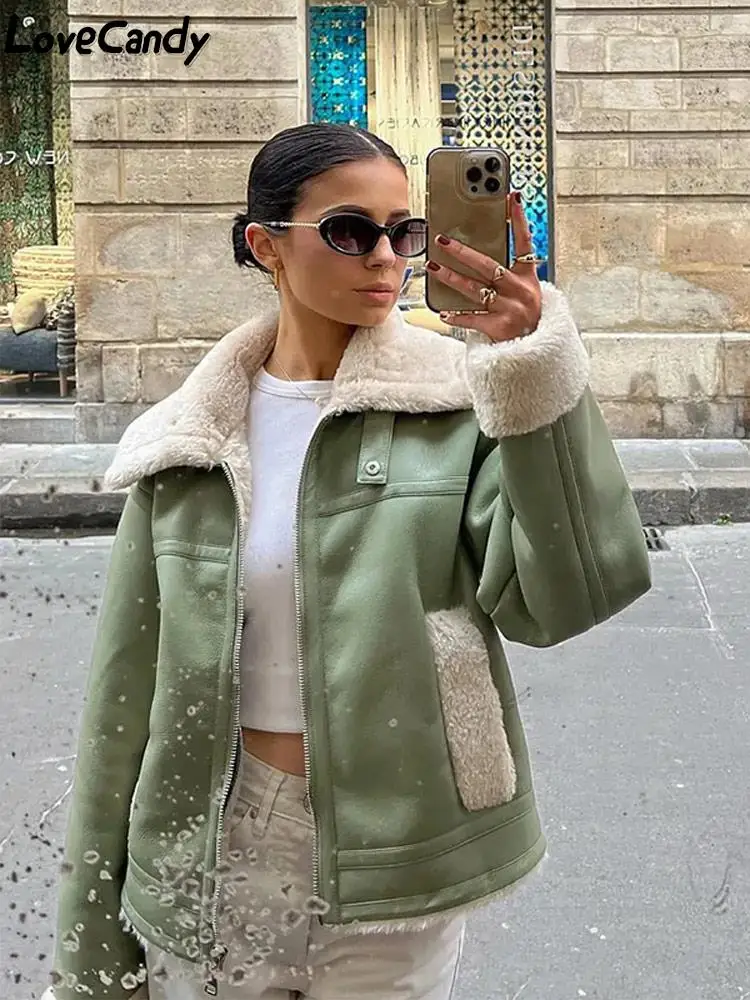 Loose Long Sleeve Leaf Zipper Fashion Regular Coat