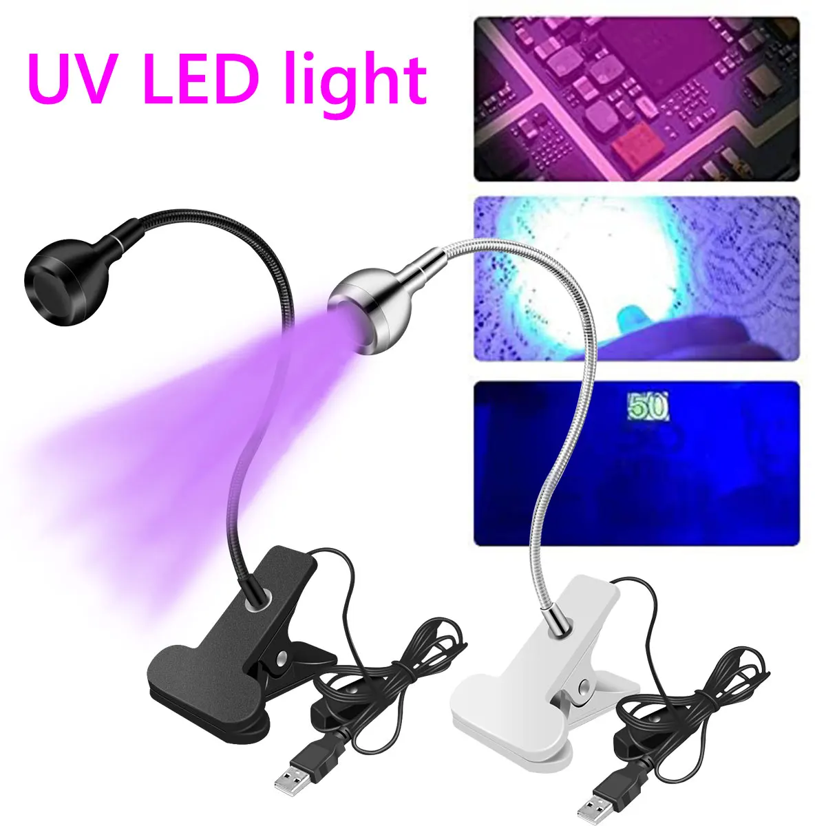 3W LED Ultraviolet Light with 4 Dimmable Brightness Flexible Lamp USB-powered UV Gel Curing Lamp for Fluorescent