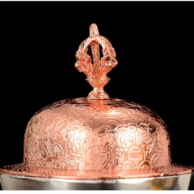 Bronze Tibetan Toba Bowl Tantric Alloy Handicraft Buddhist Auspicious Tribute Buddhism Home Gift Collection Desktop Decorative 5