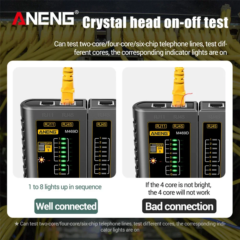 Network Cable Tester ANENG M469D Network Cable Tester RJ45 RJ11 LAN Telephone Line Tracker