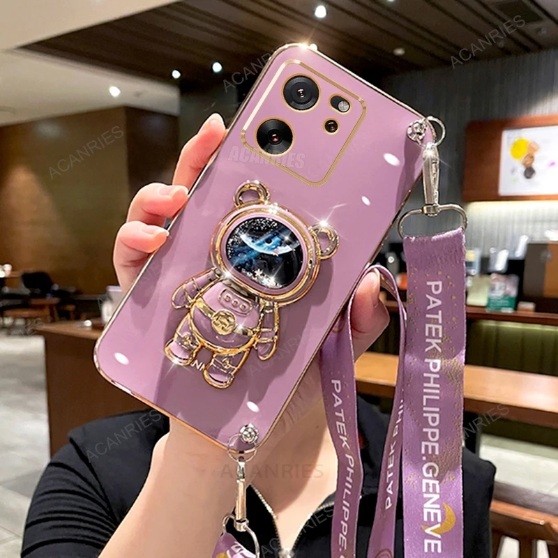 Étui de protection en silicone avec lanière pour Xiaomi Mi 13t Pro 13 12 11 Lite 12t 11t 10t Astronaut Mi13tpro_voghion.com