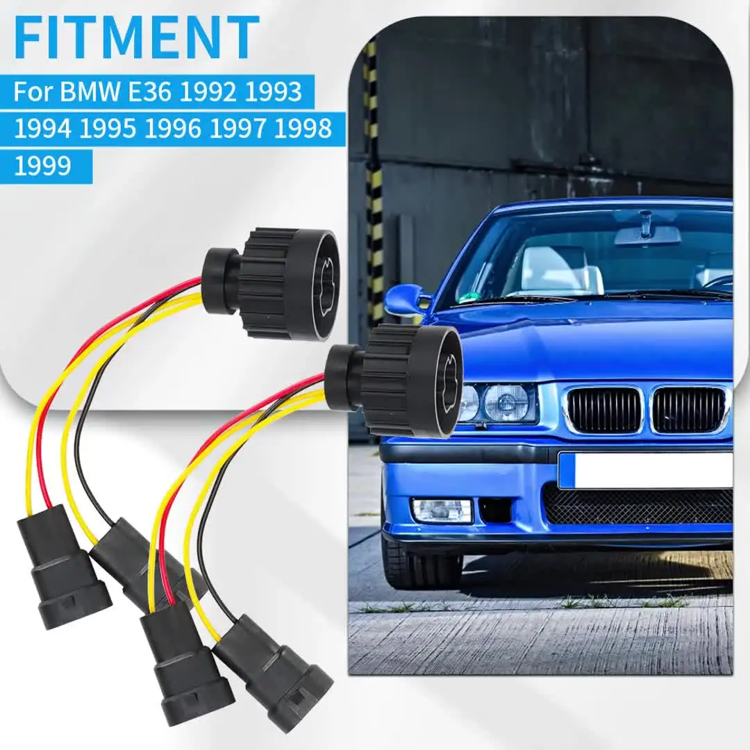 2PCS Plug & Play Euro Headlight Adapter Harness Plug Wiring For