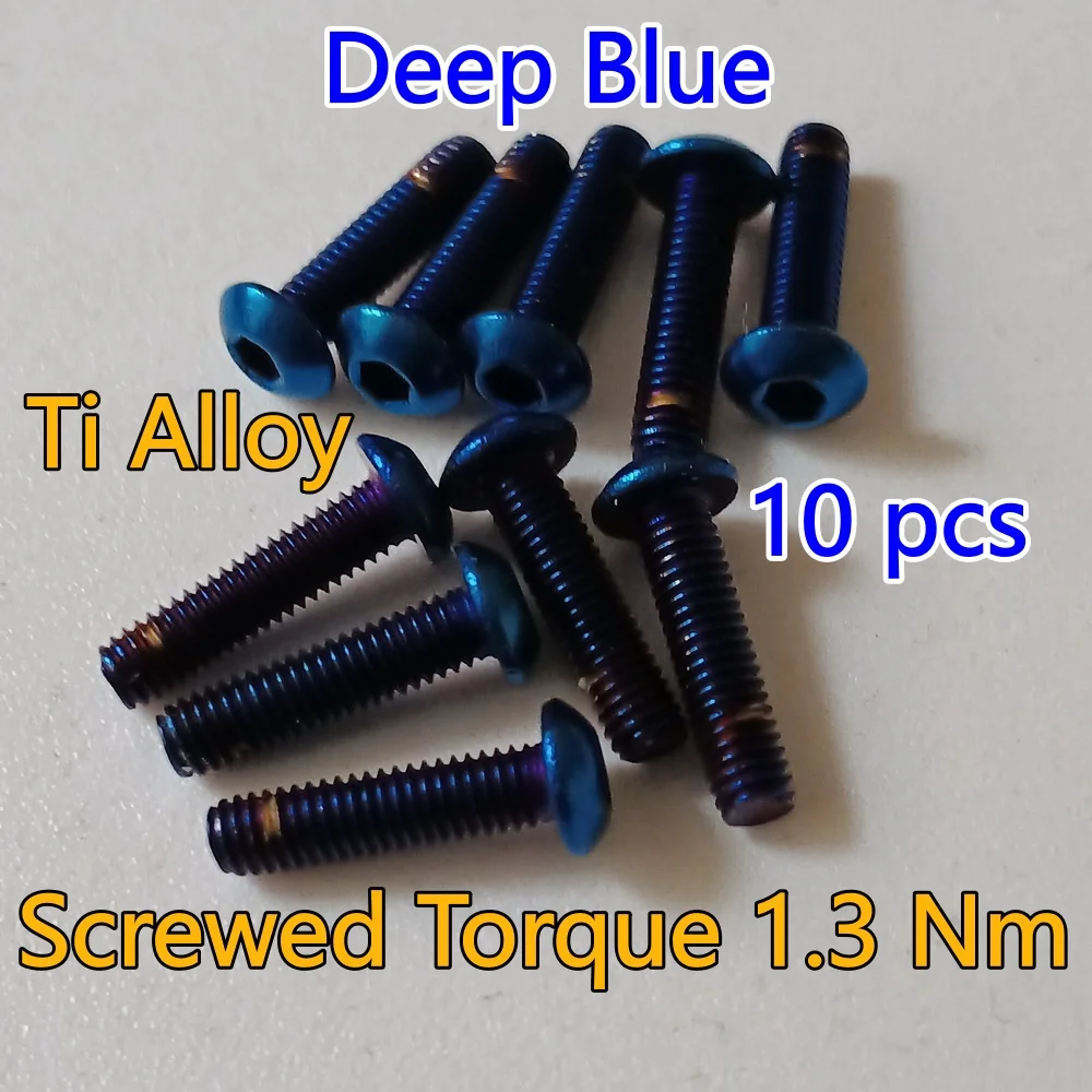 Deep Blue TiAlloy Button Head Titanium screw M3x4 M3x5 M3x6 M3x8 M3x10 M3x12 M3x14 M3x16 M3x18 M3x20 Hex Driver ISO 7380 10pcs