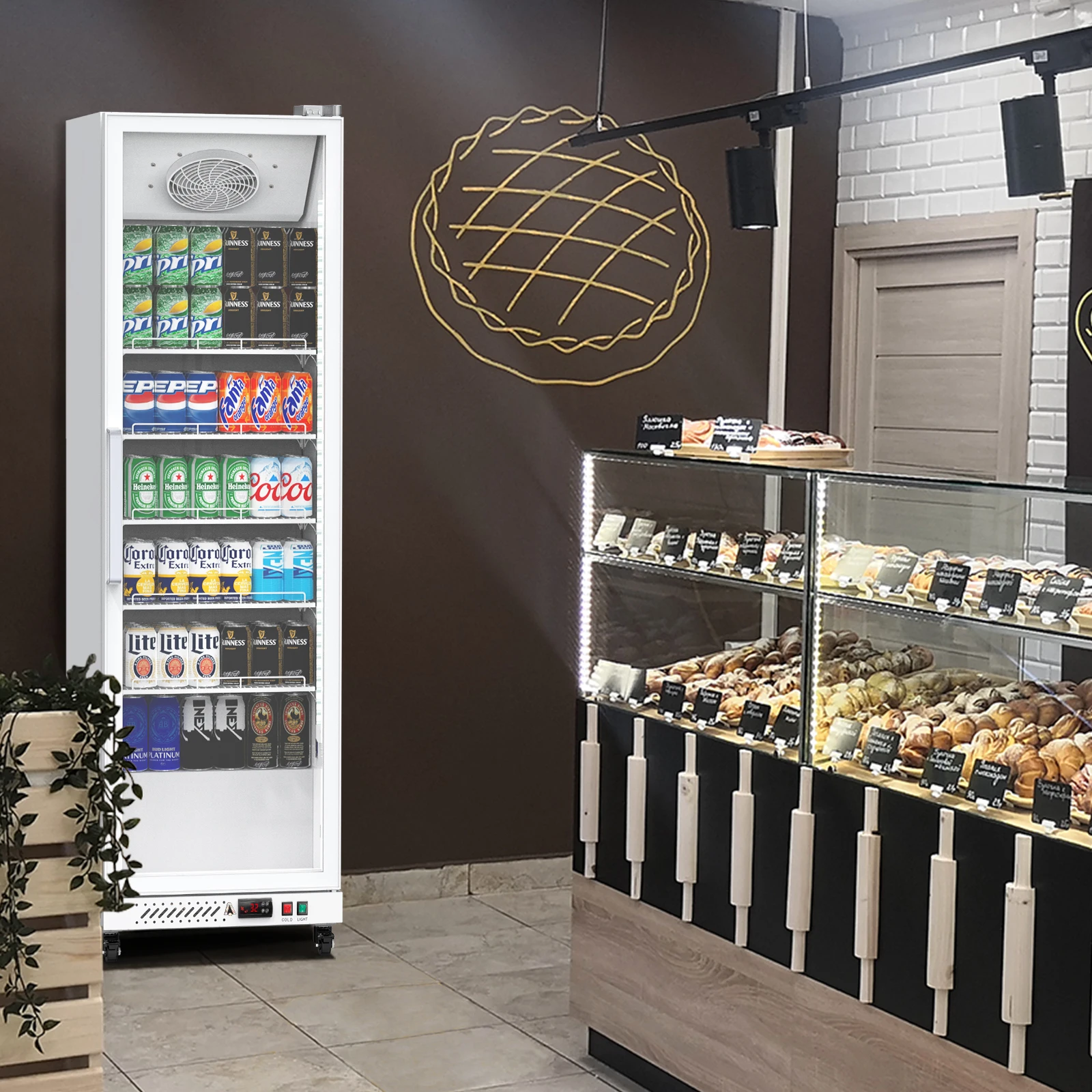 Commercial Refrigerator, 12.4 Cu.Ft. Fridge with Glass Door, Commercial Bar Cooler with Adjustable Shelves,Display Fridge 6